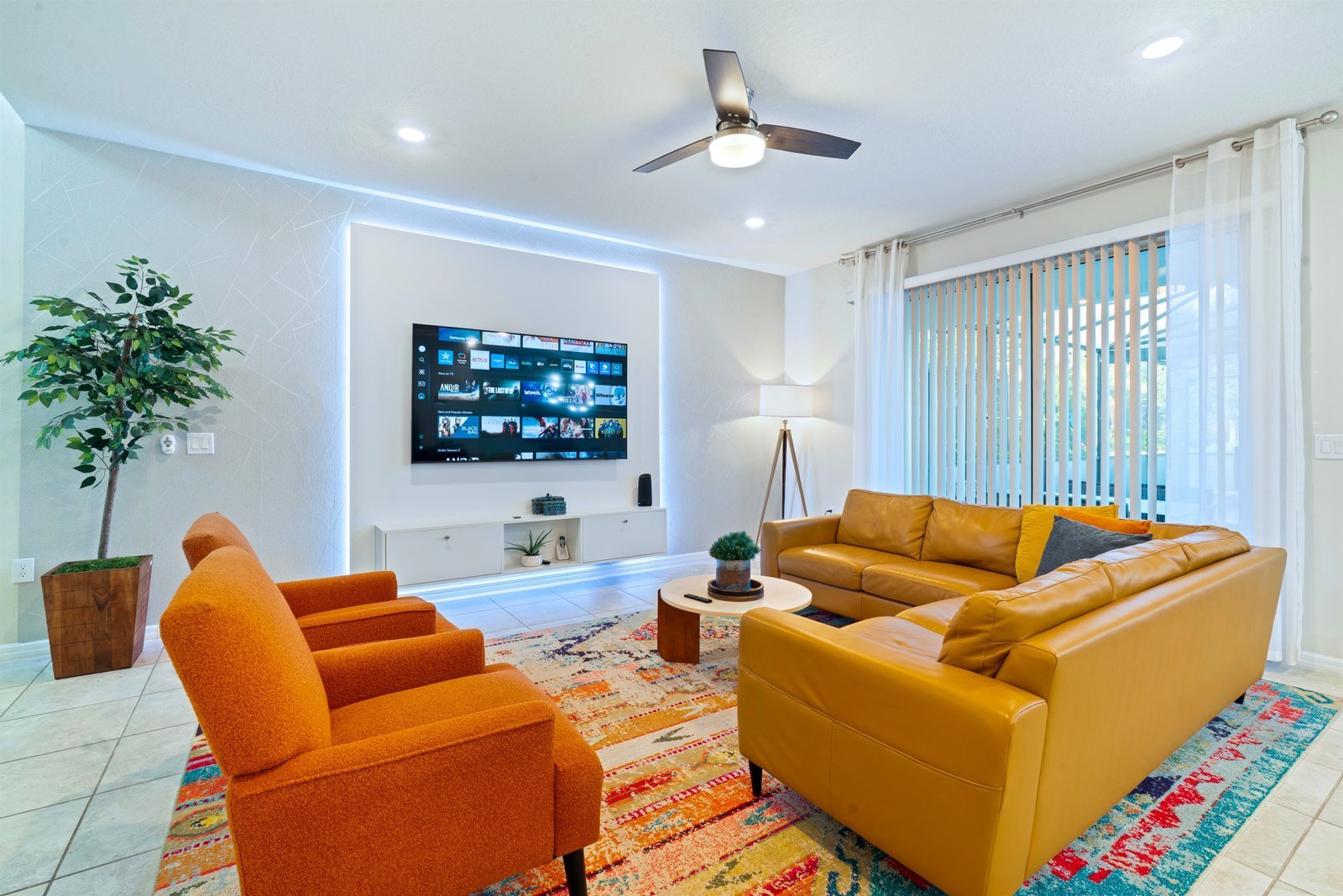 Living area overlooking the private pool for indoor-outdoor living