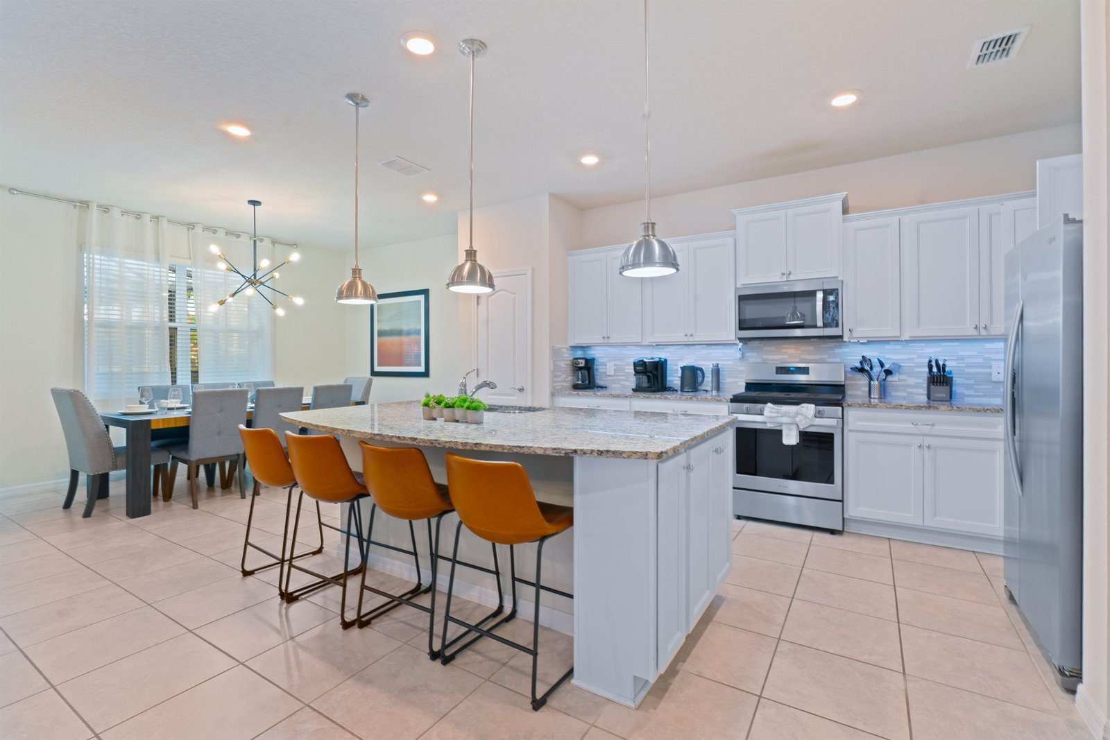 Open kitchen and dining